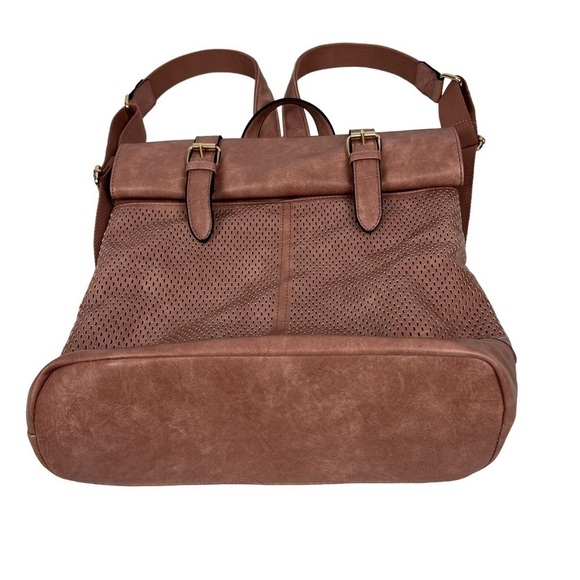 Beautiful Women’s Backpack With Gold Hardware Adjustable Straps Zip Compartments - Picture 4 of 12